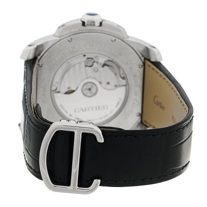 Stainless Steel Alligator 42mm Calibre de Cartier Automatic Watch Black