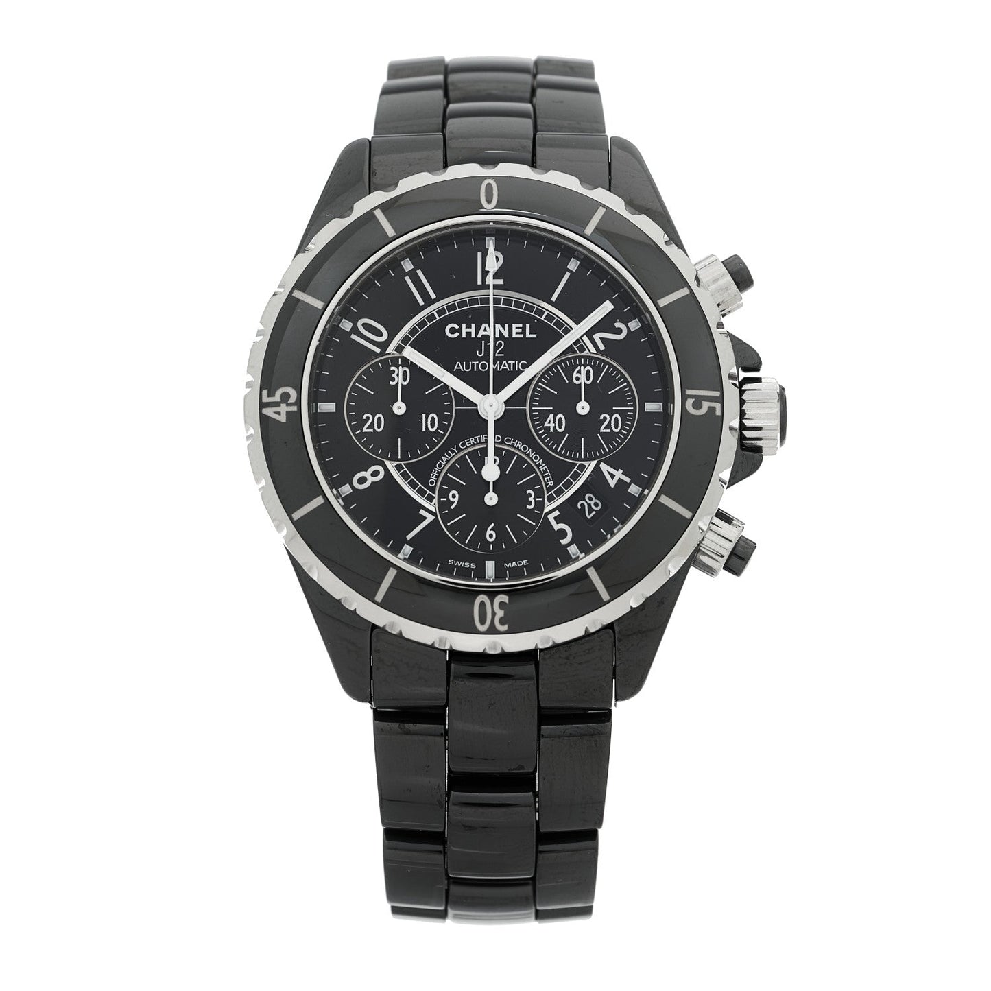 Stainless Steel Ceramic 41mm J12 Chronograph Automatic Watch Black