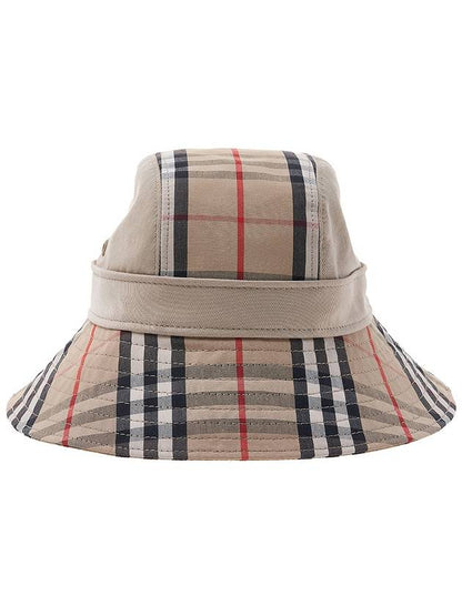 Luxury Burberry Check Pattern Bucket Hat Beige