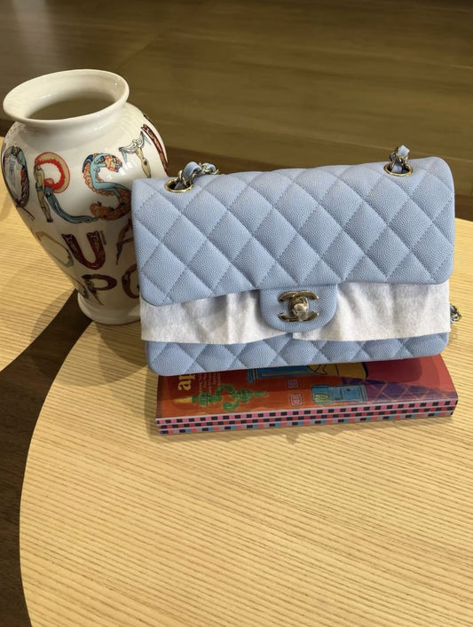 Chanel Luxury Leather Blue Handbag Leather Rovelle Bags