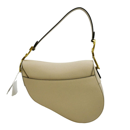 CHRISTIAN DIOR Saddle Grained Calfskin Leather Satchel Shoulder Bag Caramel Beige Rovelle Bags