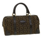 Luxury CELINE Macadam Canvas Hand Bag PVC Leather Brown fm1746
