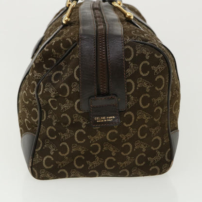 Luxury CELINE Macadam Canvas Hand Bag PVC Leather Brown fm1746