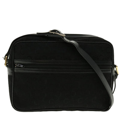 Luxury CELINE C Macadam Canvas Shoulder Bag Black fm2217
