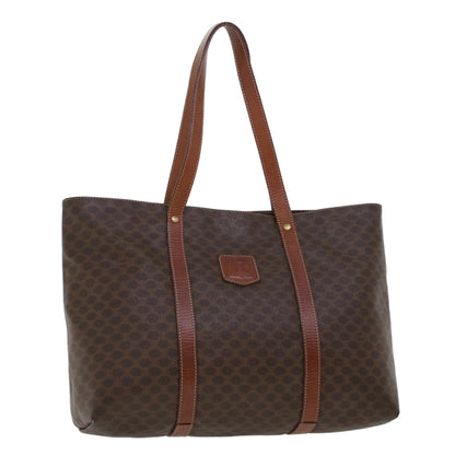 Luxury CELINE Macadam Canvas Tote Bag PVC Leather Brown fm2373