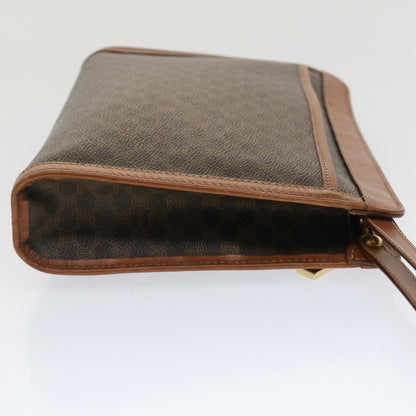 Luxury CELINE Macadam Canvas Clutch Bag PVC Leather Brown fm2642