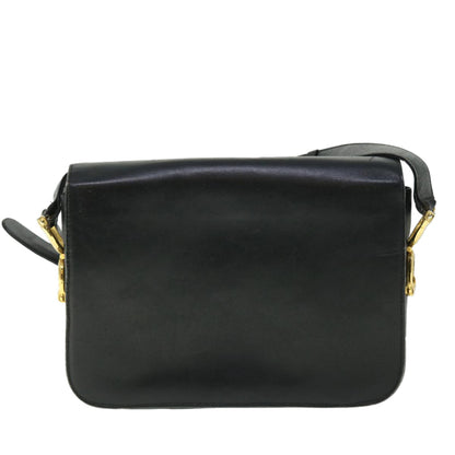 Luxury CELINE Horse Carriage Shoulder Bag Leather Black fm2707