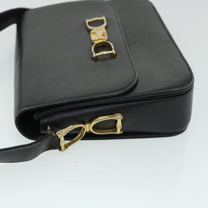 Luxury CELINE Horse Carriage Shoulder Bag Leather Black fm2707