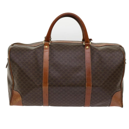 Luxury CELINE Macadam Canvas Boston Bag PVC Leather Brown fm3071