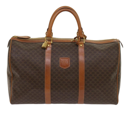 Luxury CELINE Macadam Canvas Boston Bag PVC Brown fm3128