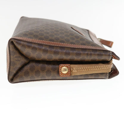Luxury CELINE Macadam Canvas Clutch Bag PVC Leather Brown fm3157