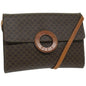 Luxury CELINE Macadam Canvas Circle Shoulder Bag PVC Leather Brown fm3202