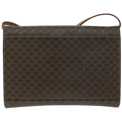 Luxury CELINE Macadam Canvas Circle Shoulder Bag PVC Leather Brown fm3202