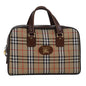 Luxury BurberrySs Nova Check Boston Bag Canvas Beige Auth fm3564