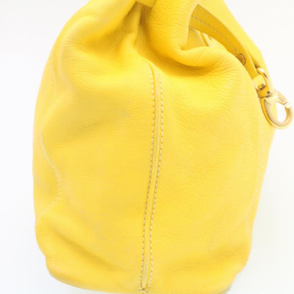 Luxury CELINE Shoulder Bag Leather Yellow fm965