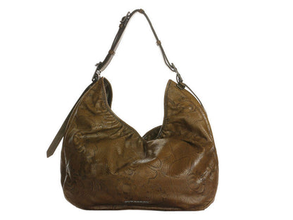 Burberry Perforated Flowers Brown Hobo Bag