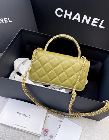 Chanel Luxury Leather Gold Handbag Style 14 Rovelle Bags