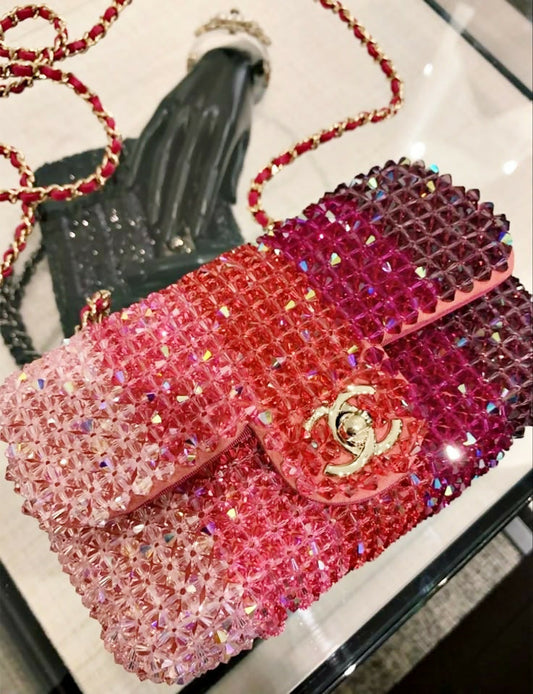 Chanel Pink Crystal Iridescent Ombre Mini Flap Bag Rovelle Bags