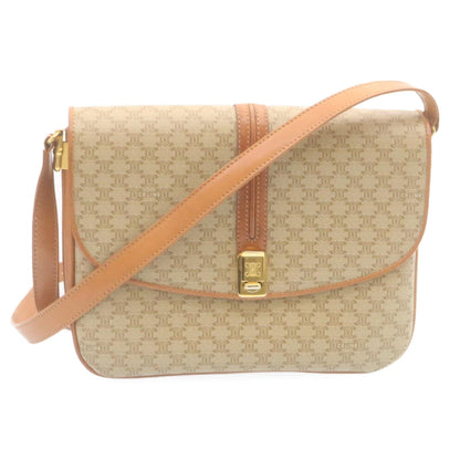 Luxury CELINE Macadam Canvas Shoulder Bag PVC Leather Beige am2173g