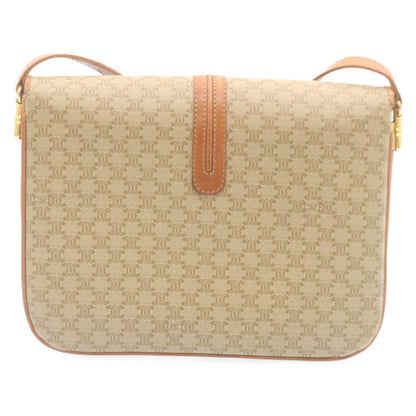 Luxury CELINE Macadam Canvas Shoulder Bag PVC Leather Beige am2173g