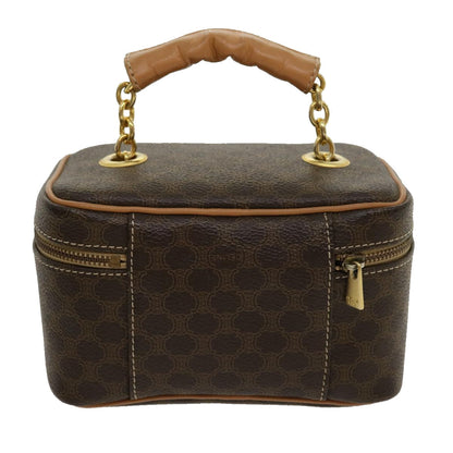 Luxury CELINE Macadam Canvas Vany Hand Bag PVC Leather Brown am2715g
