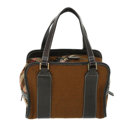 Burberry Label Auth Leather Brown Handbag