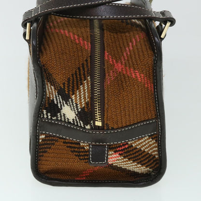 Burberry Label Auth Leather Brown Handbag