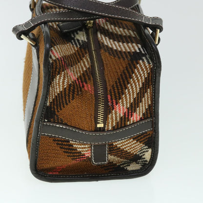 Burberry Label Auth Leather Brown Handbag