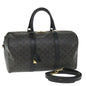 Luxury CELINE Triomphe Canvas Boston Bag PVC Leather 2way Black Auth hk880