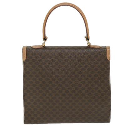 Luxury CELINE Macadam Canvas Top Handle Hand Bag PVC Leather Brown hk911