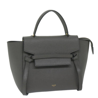 Luxury CELINE Micro Belt Hand Bag Leather Gray hk968