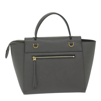 Luxury CELINE Micro Belt Hand Bag Leather Gray hk968