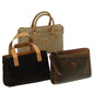 Luxury CELINE Macadam Canvas Clutch Hand Bag PVC Leather 3Set Brown purple im395