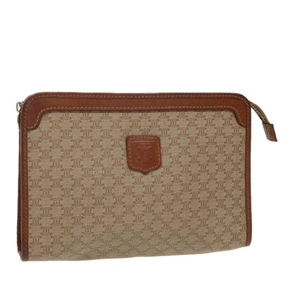 Luxury CELINE Macadam Canvas Clutch Bag PVC Leather Beige im411