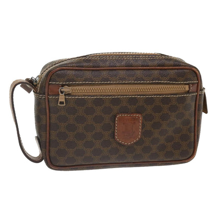 Luxury CELINE Macadam Canvas Pouch PVC Leather Brown im414