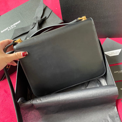 YSL LE CARRE SATCHEL IN BOX SAINT LAURENT LEATHER