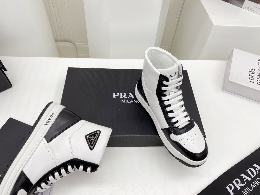 Prada Downtown Leather High Top Sneakers