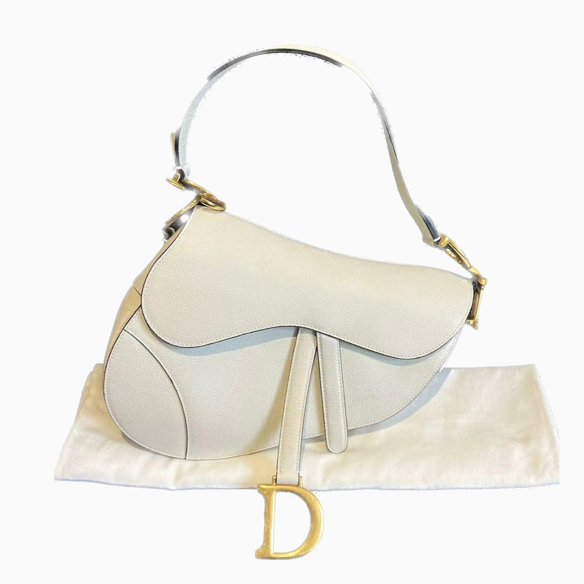 Dior Saddle White Medium Grained Leather Handbag like new Rovelle Bags