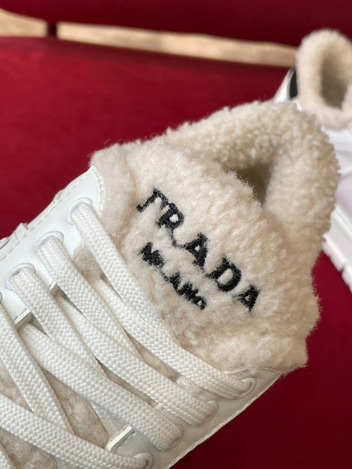 Prada Leather and Shearling  Sneakers
