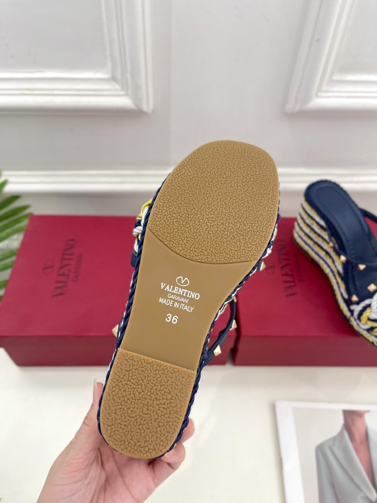 Valentino Rockstud Wedge Sandals