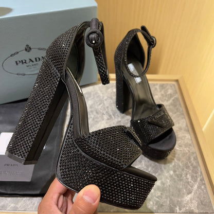 Prada Satin Platform With Crystals