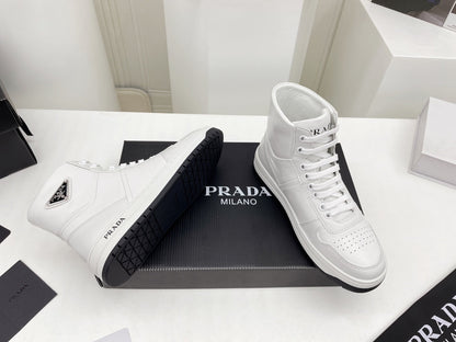 Prada Downtown Leather High Top Sneakers