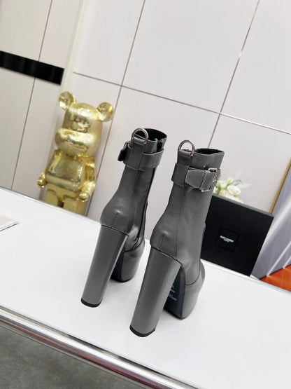 YSL  Cherry Buckle Platform Boots