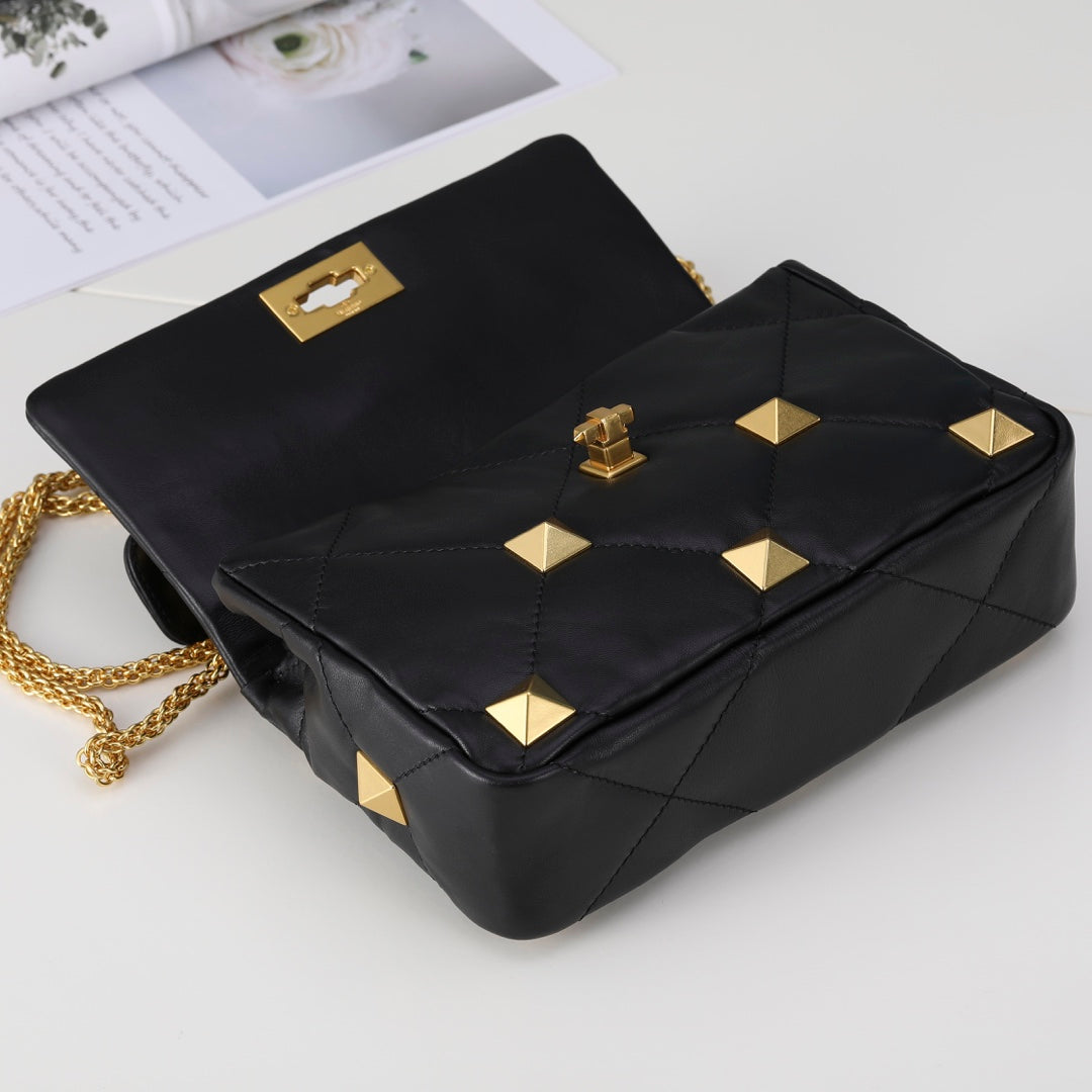 Valentino Garavani Medium Roman Stud The Shoulder Bag In Nappa With Chain