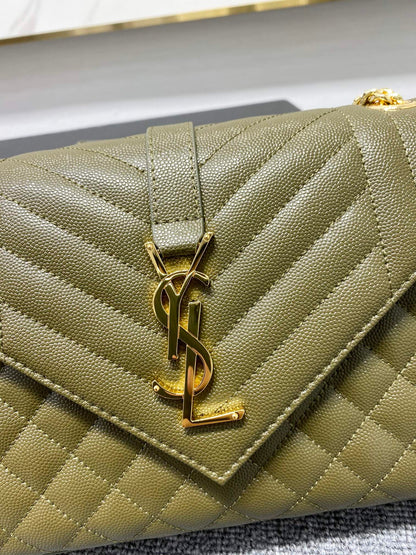 YSL  Envelope Medium Bag In Mix Matelasse Grain  De Poudre Embossed Leather