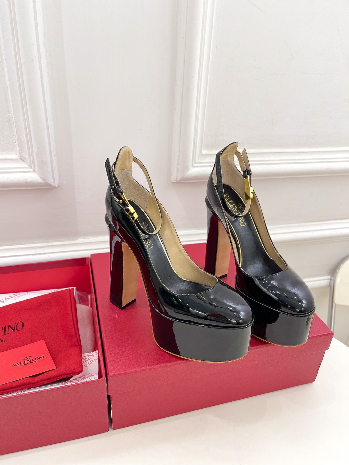 Valentino Tan-go Platform Patent Leather Sandal 155MM