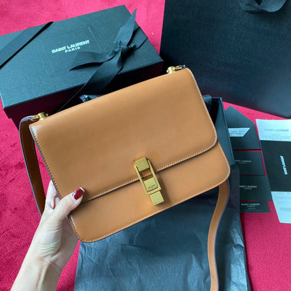 YSL LE CARRE SATCHEL IN BOX SAINT LAURENT LEATHER