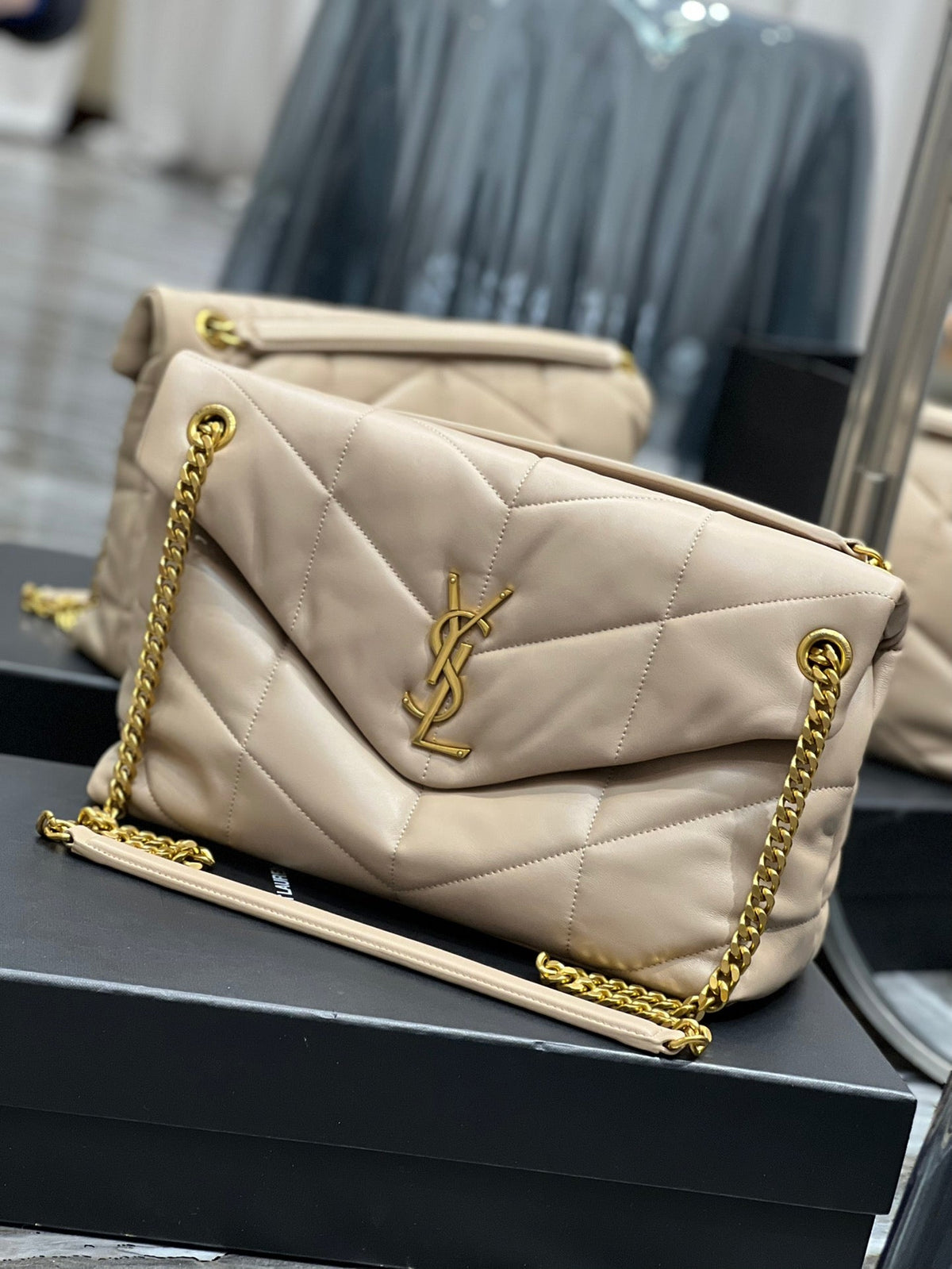 YSL PUFFER MEDIUM BAG IN QUILTED LAMBSKIN