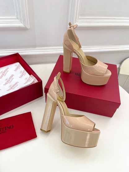 VALENTINO GARAVANI TAN-GO PLATFORM PATENT LEATHER SANDAL 155MM