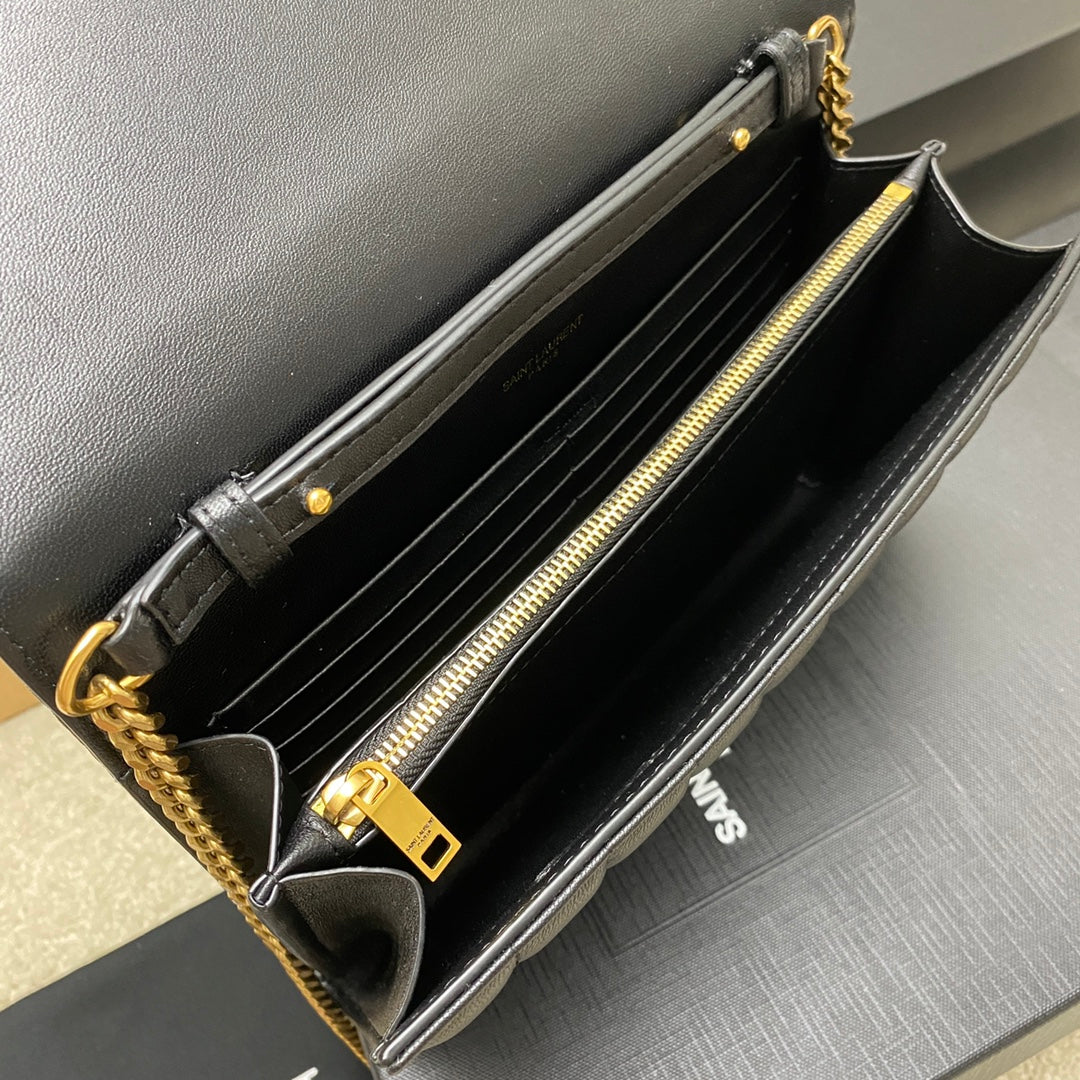 YSL Cassandre Matelassé Carré Chain Wallet IN Lambskin